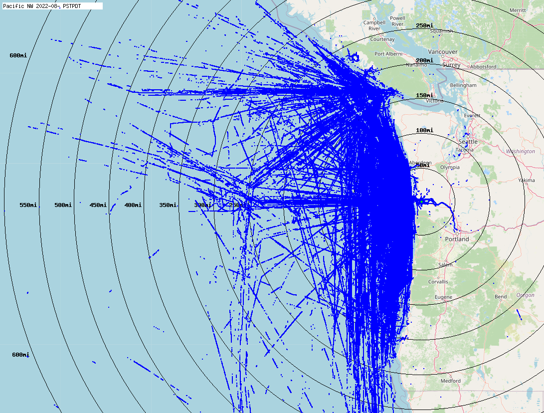 Composite coverage map from Shine Micro AIS Receivers at CRBP August 2022